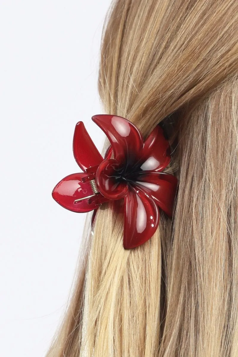 Red Hibiscus Flower Claw Clip sold by Ally Fashion