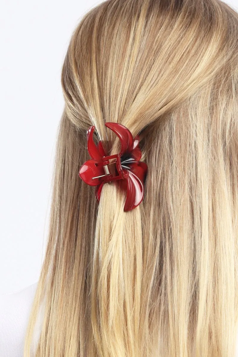 Red Hibiscus Flower Claw Clip sold by Ally Fashion product image thumbnail 2
