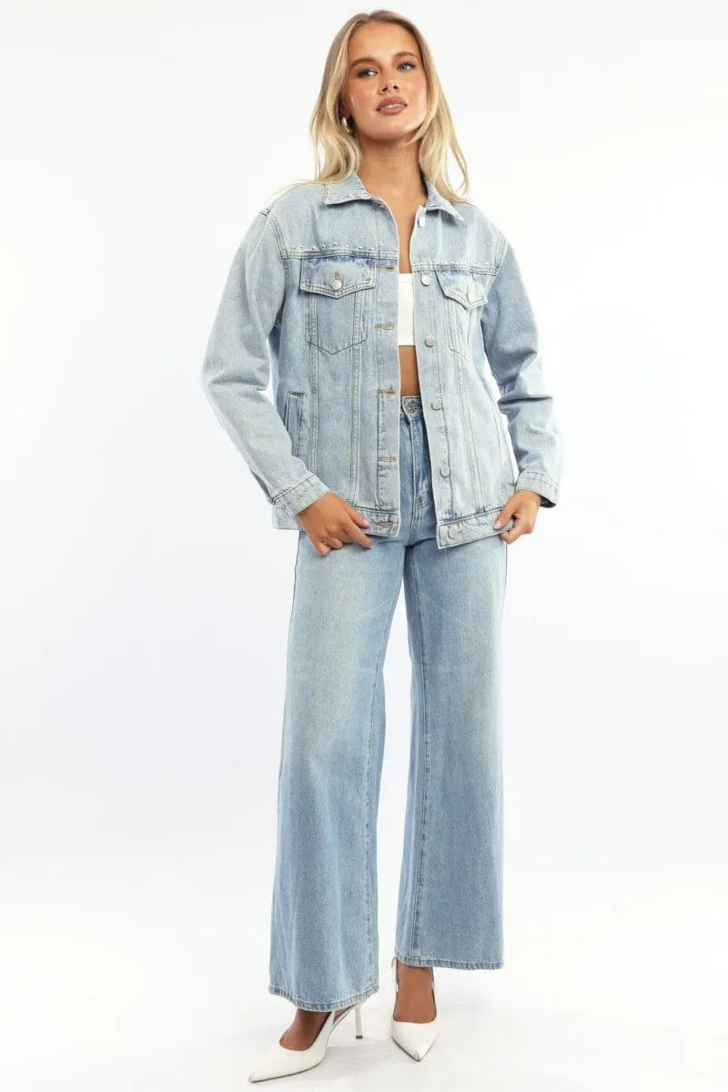 Denim Oversized Jacket With Studs sold by Ally Fashion product image thumbnail 2