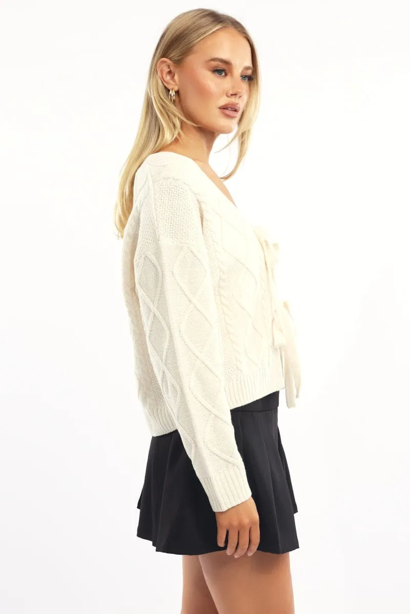 Beige Cable Knit Cardigan sold by Ally Fashion product image thumbnail 3