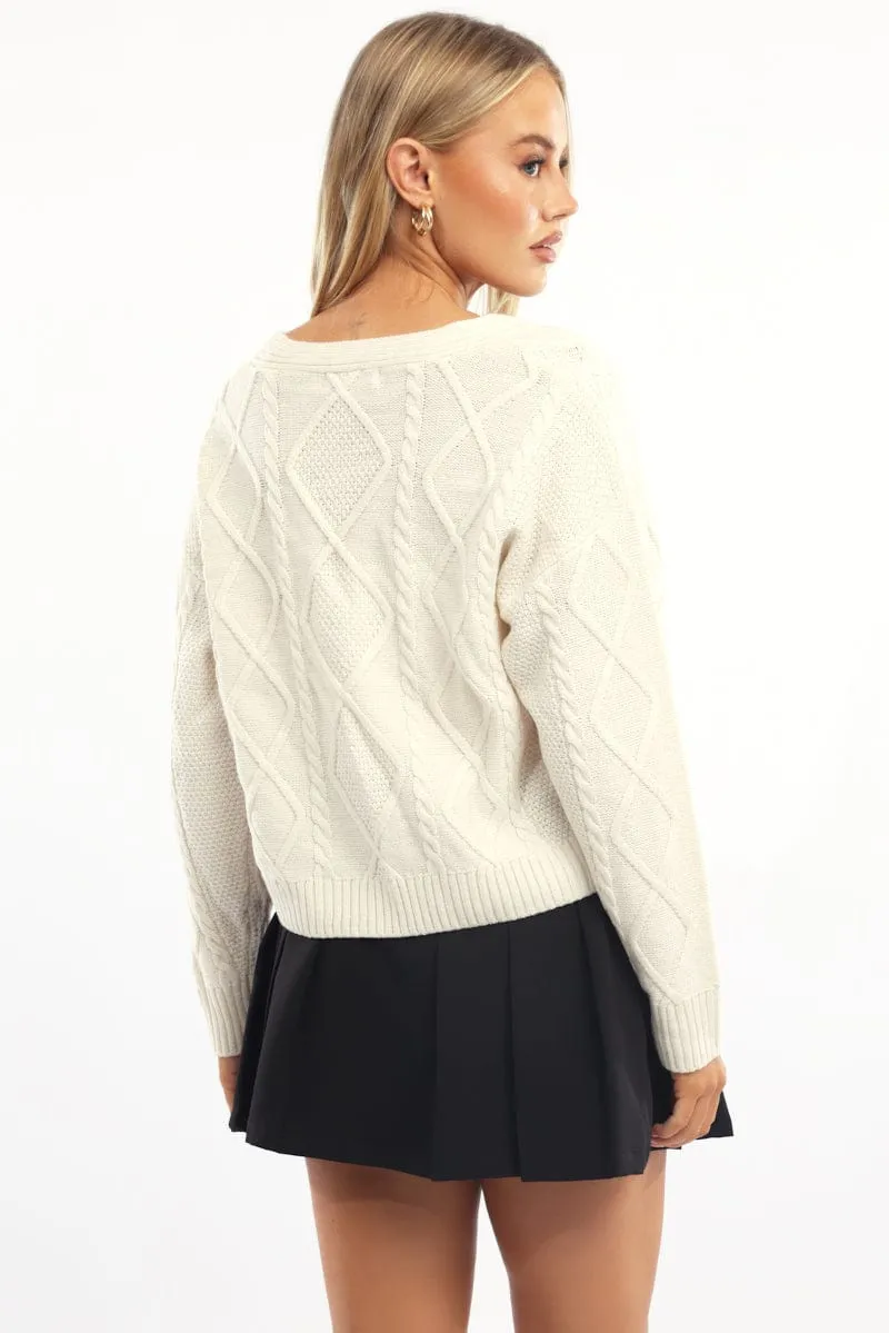 Beige Cable Knit Cardigan sold by Ally Fashion product image thumbnail 4