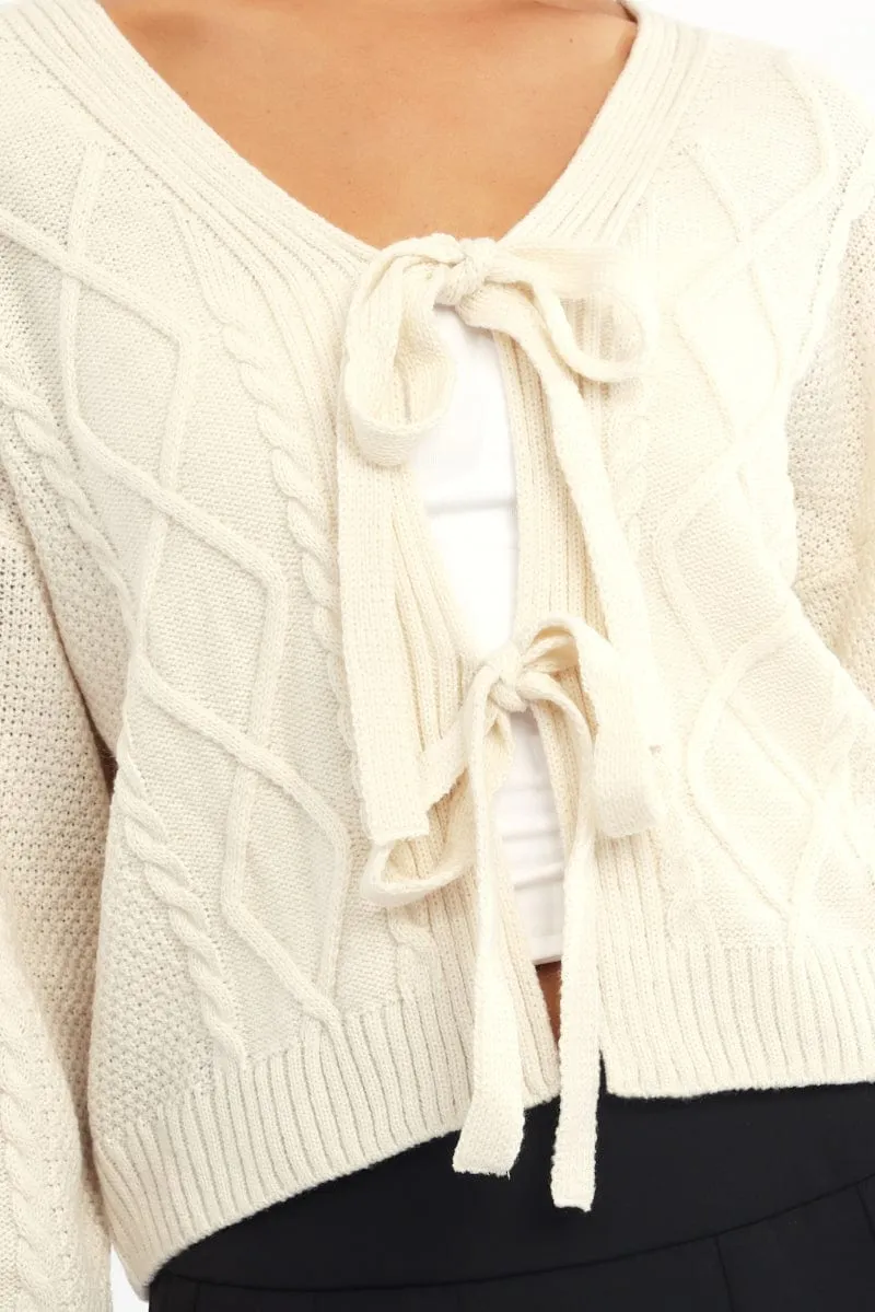 Beige Cable Knit Cardigan sold by Ally Fashion product image thumbnail 5