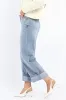 Denim Straight Jeans Fold Up sold by Ally Fashion