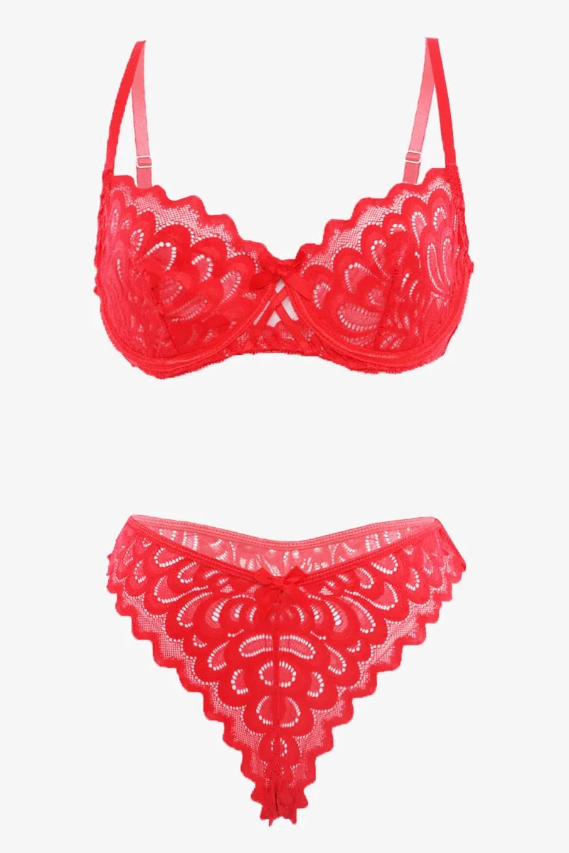 Red Lace Lingerie Set sold by Ally Fashion
