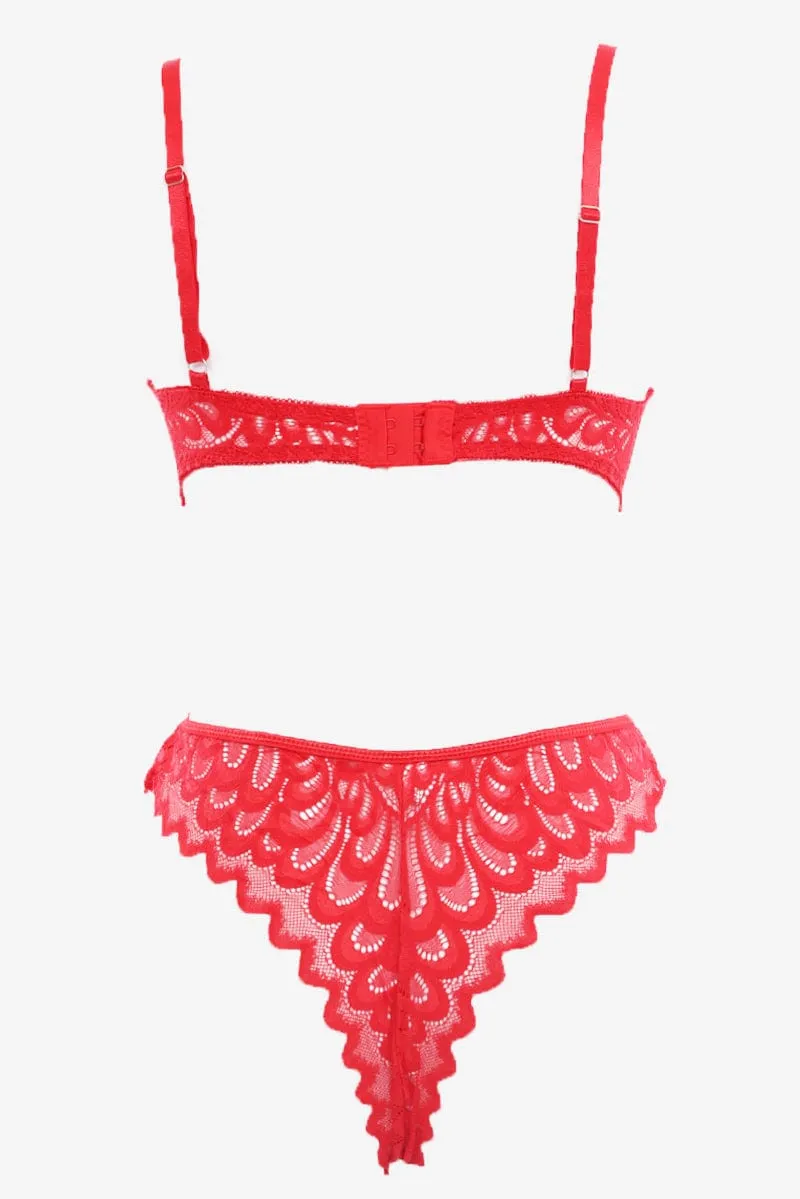 Red Lace Lingerie Set sold by Ally Fashion product image thumbnail 2