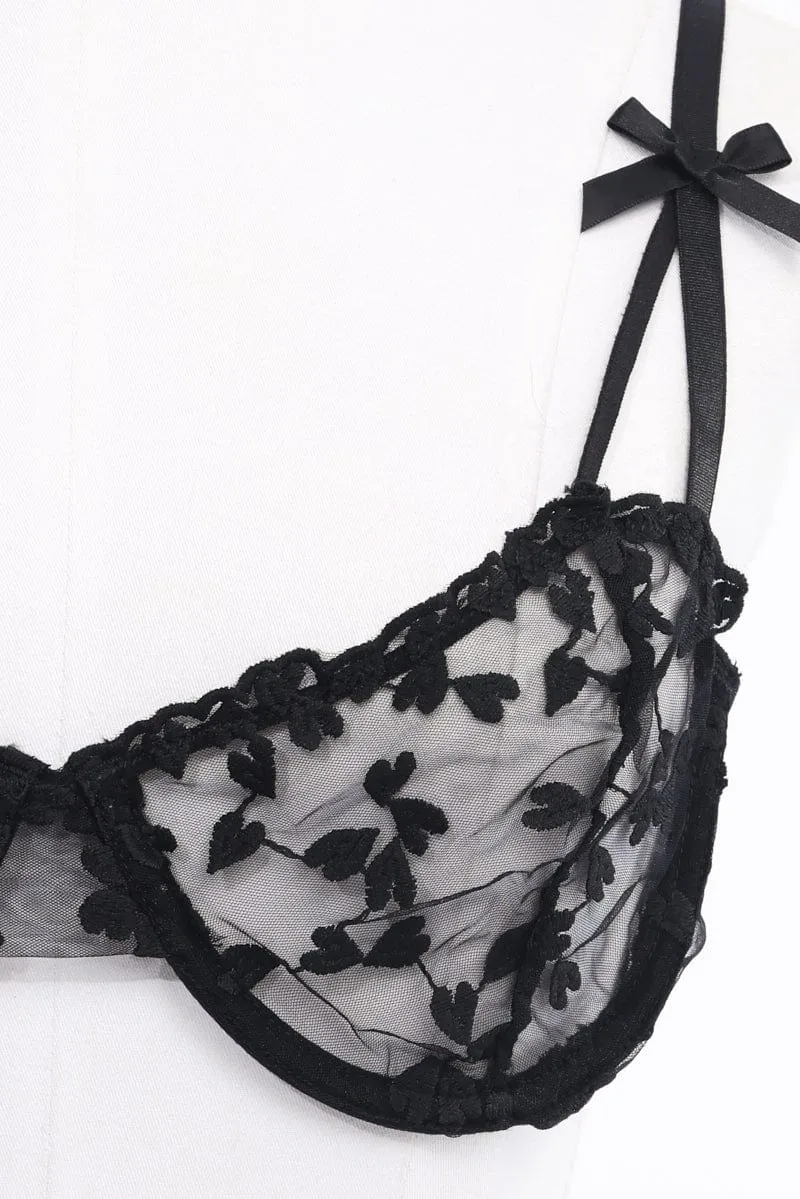 Black Heart Embroidery Lingerie Set sold by Ally Fashion product image thumbnail 3