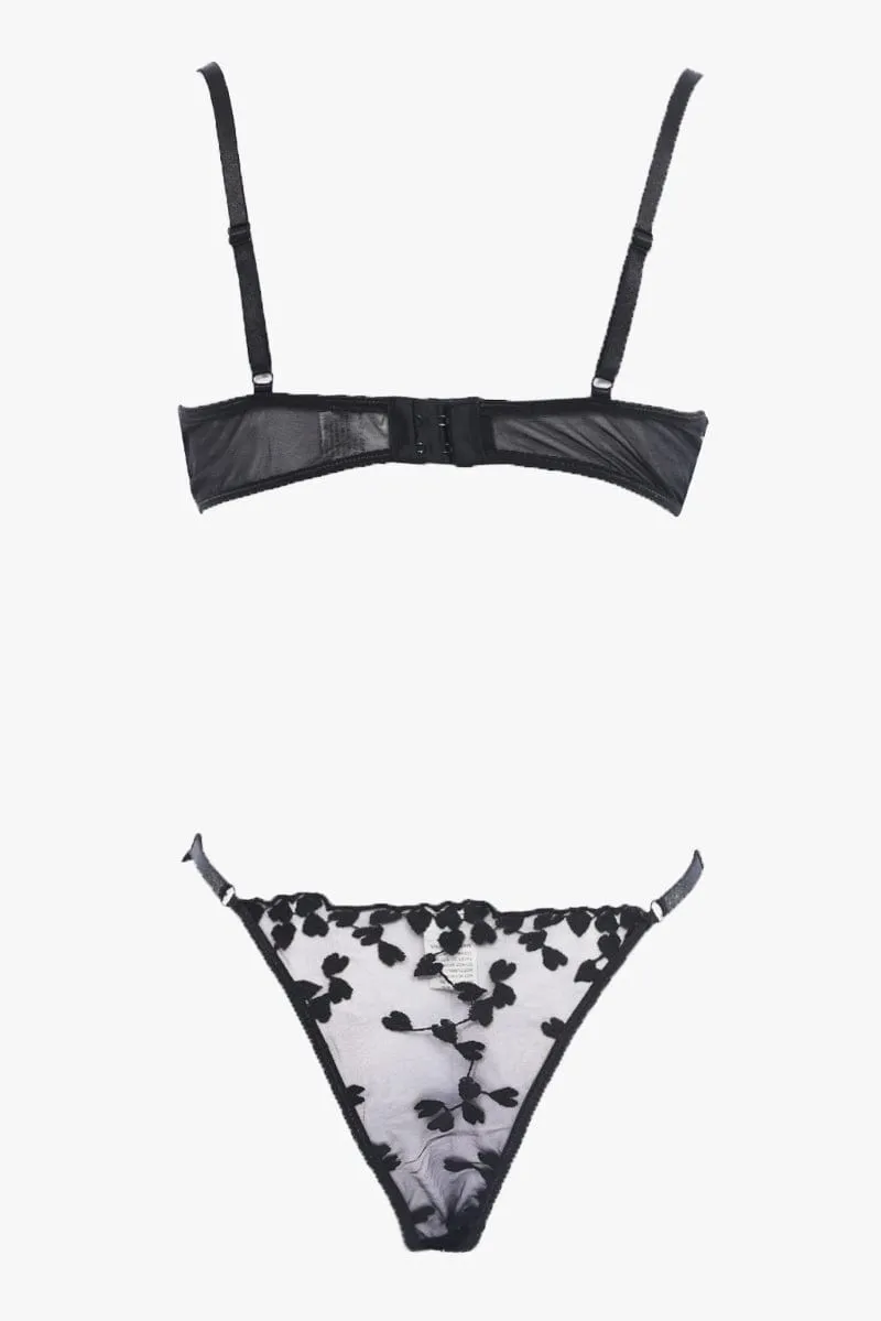 Black Heart Embroidery Lingerie Set sold by Ally Fashion product image thumbnail 2