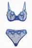 Blue Floral Embroidery Lingerie Set sold by Ally Fashion