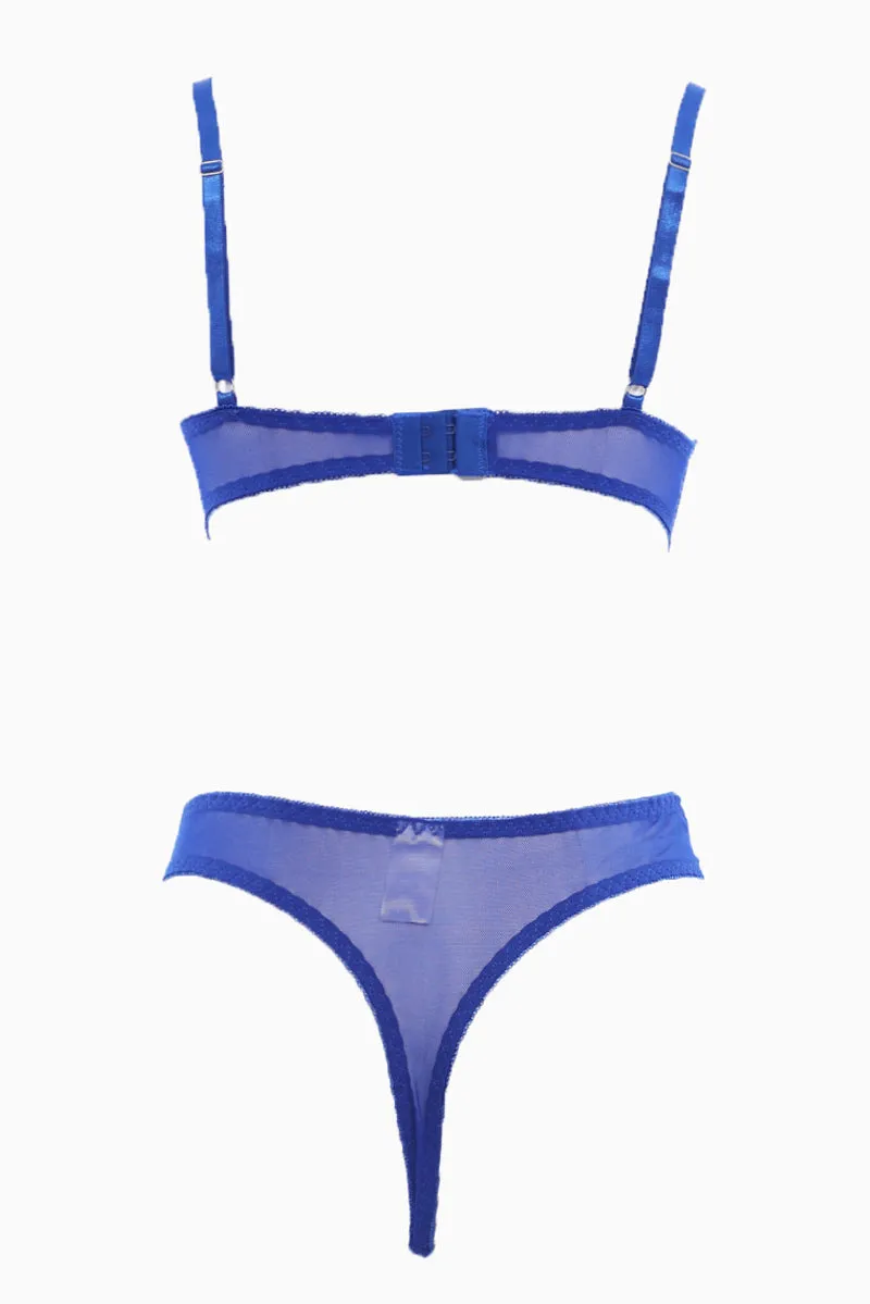 Blue Floral Embroidery Lingerie Set sold by Ally Fashion product image thumbnail 2