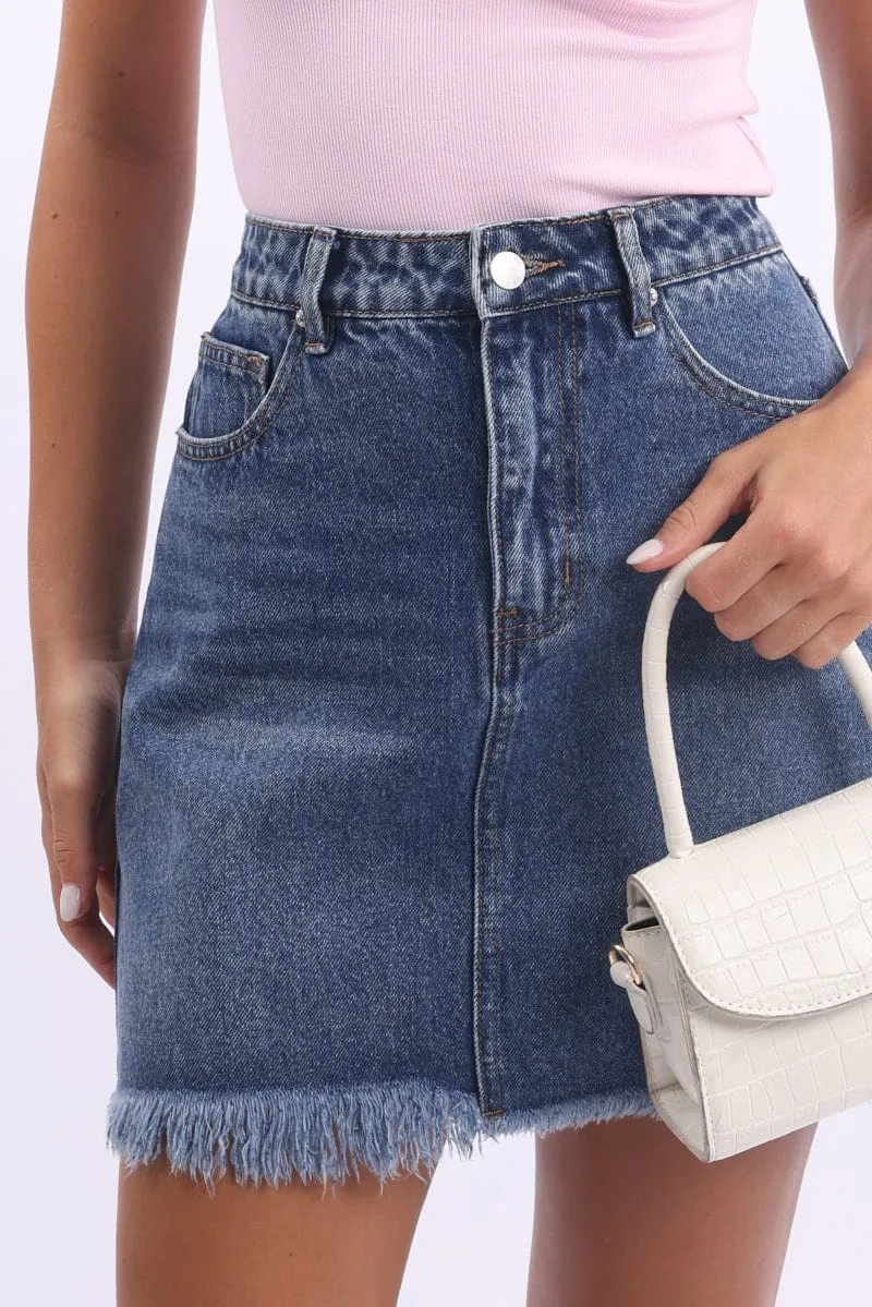 Denim Mini Skirt Mid Rise Relaxed Fit Bow Pocket Detail sold by Ally Fashion product image thumbnail 5