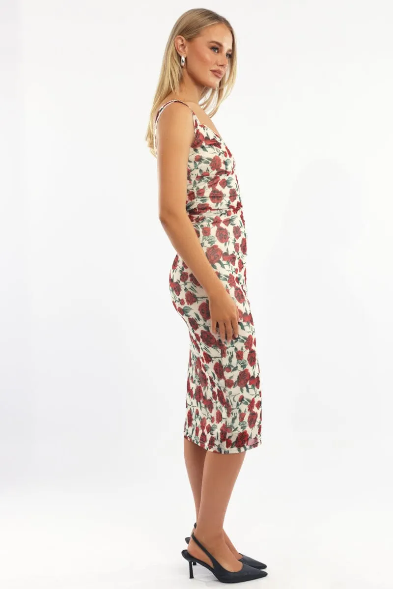 Beige Floral Bodycon Dress Mesh sold by Ally Fashion product image thumbnail 3