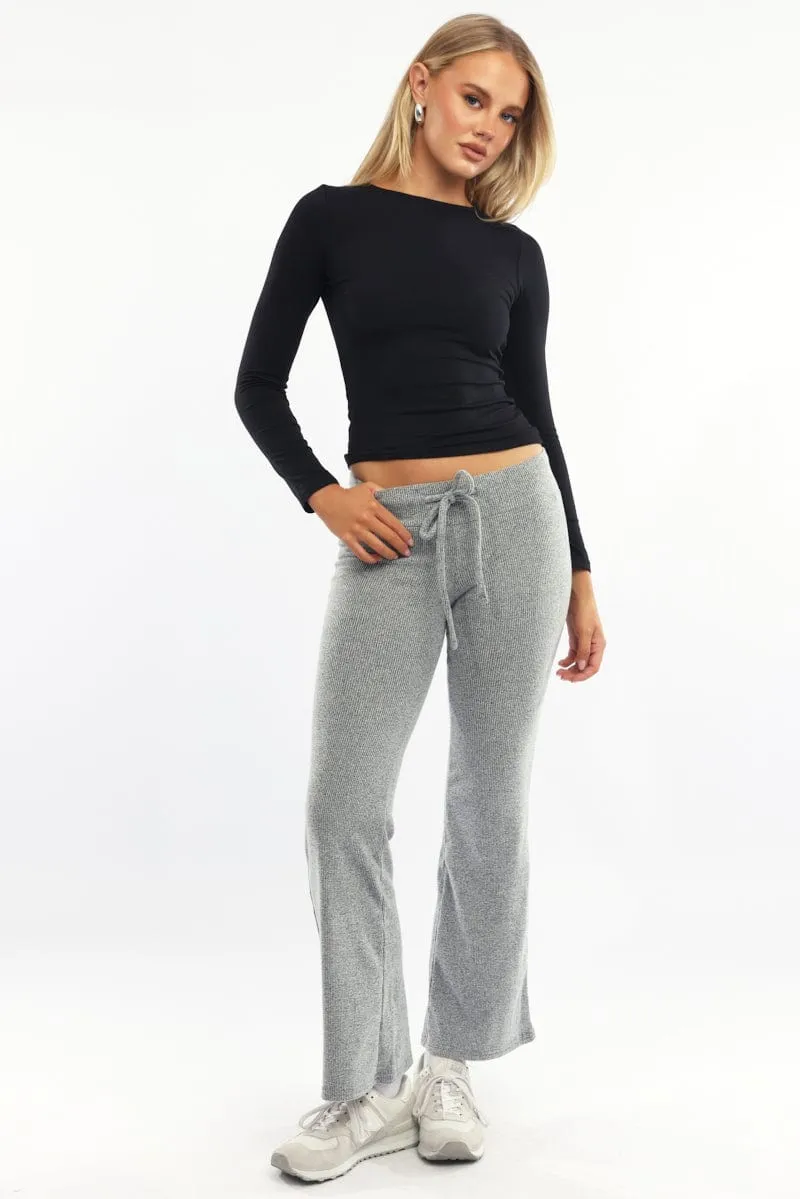 Grey Flare Leg Pants Elasticated Waist sold by Ally Fashion