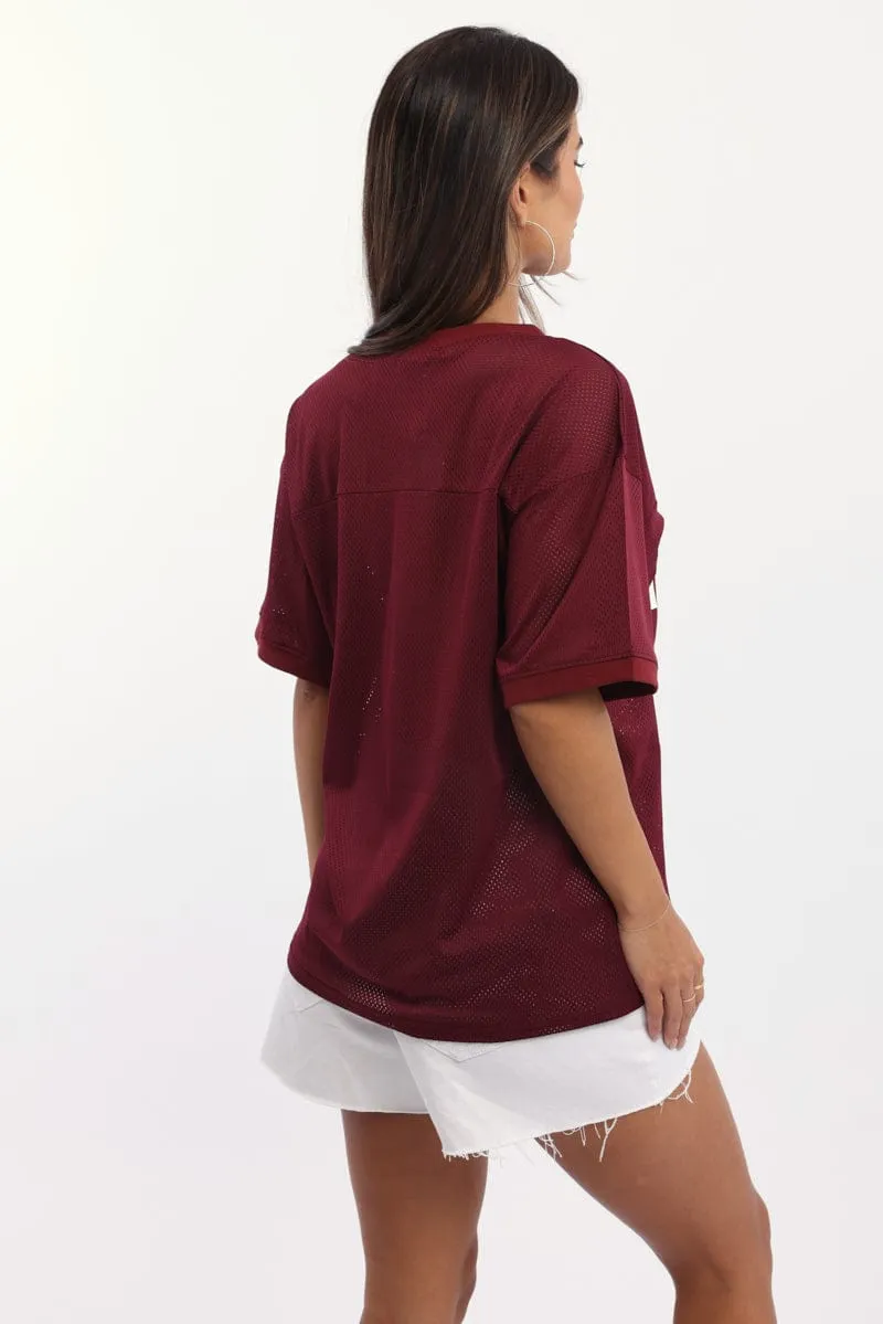 Red Sport Tee Short Sleeve V Neck sold by Ally Fashion product image thumbnail 4
