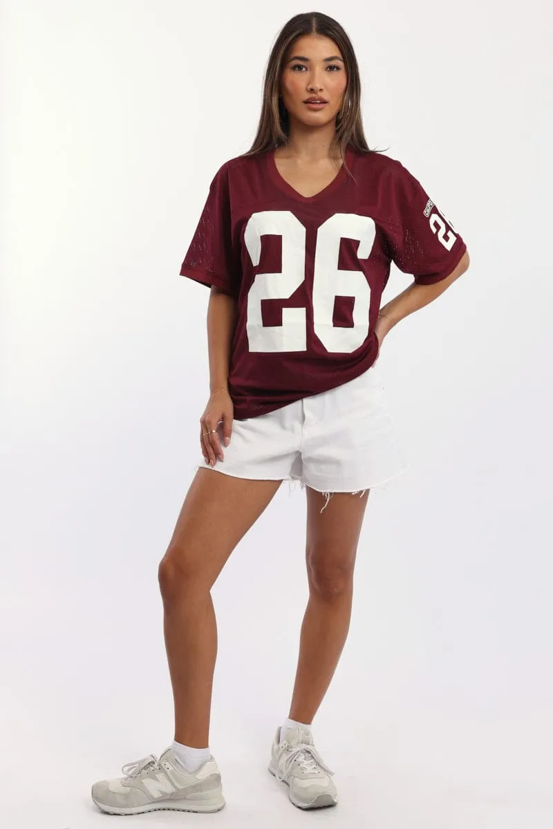 Red Sport Tee Short Sleeve V Neck sold by Ally Fashion product image thumbnail 2