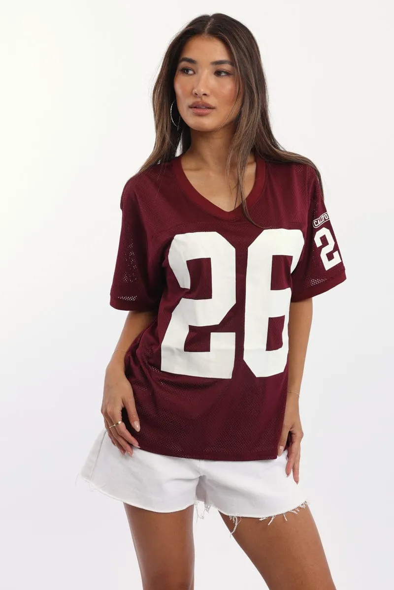 Red Sport Tee Short Sleeve V Neck sold by Ally Fashion