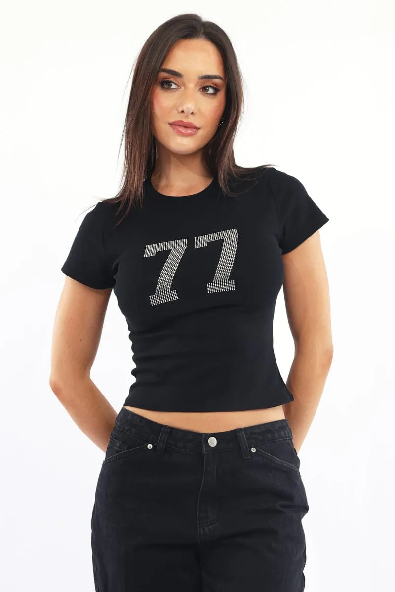 Black Graphic Tee Short Sleeve sold by Ally Fashion