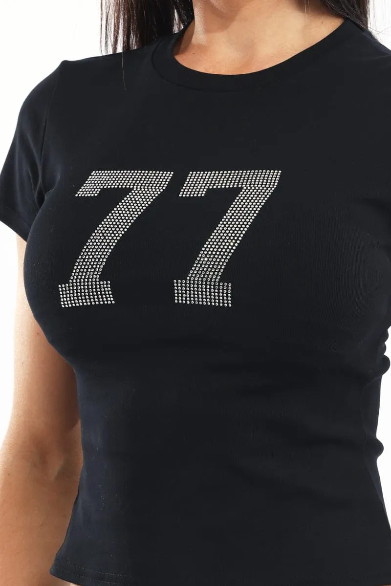 Black Graphic Tee Short Sleeve sold by Ally Fashion product image thumbnail 5