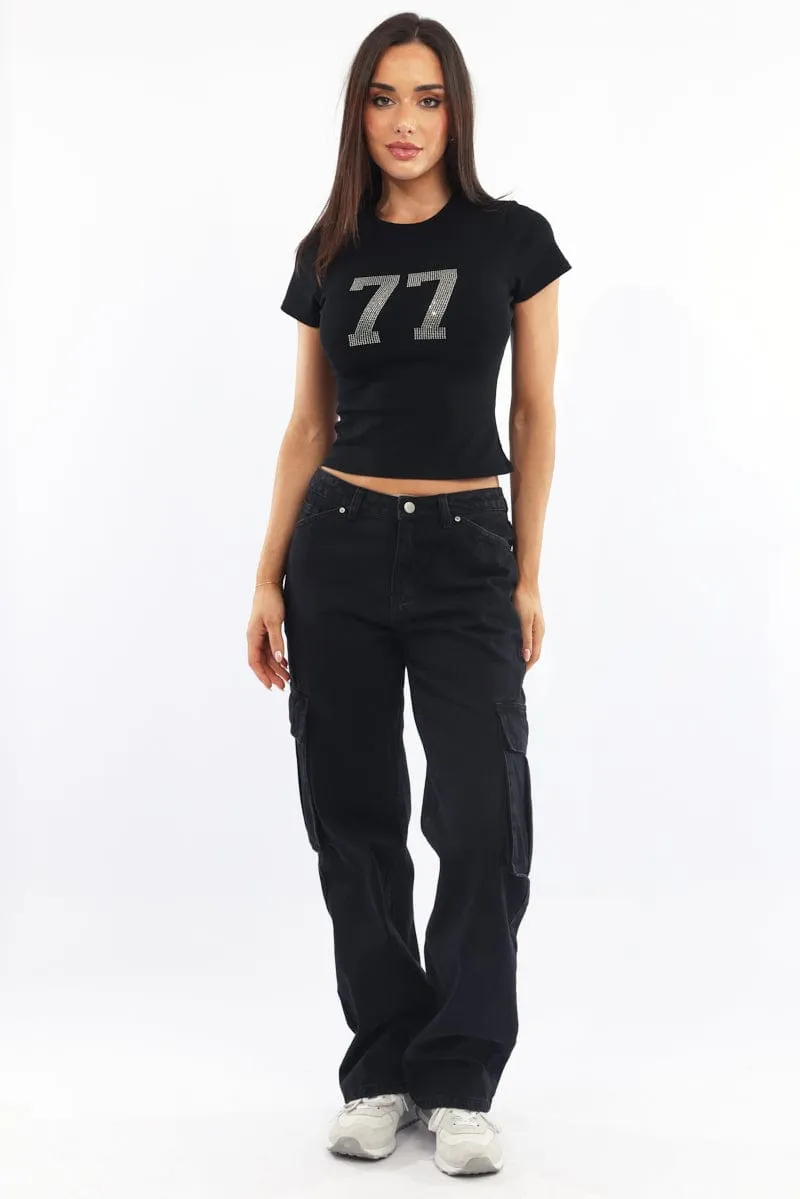 Black Graphic Tee Short Sleeve sold by Ally Fashion product image thumbnail 2