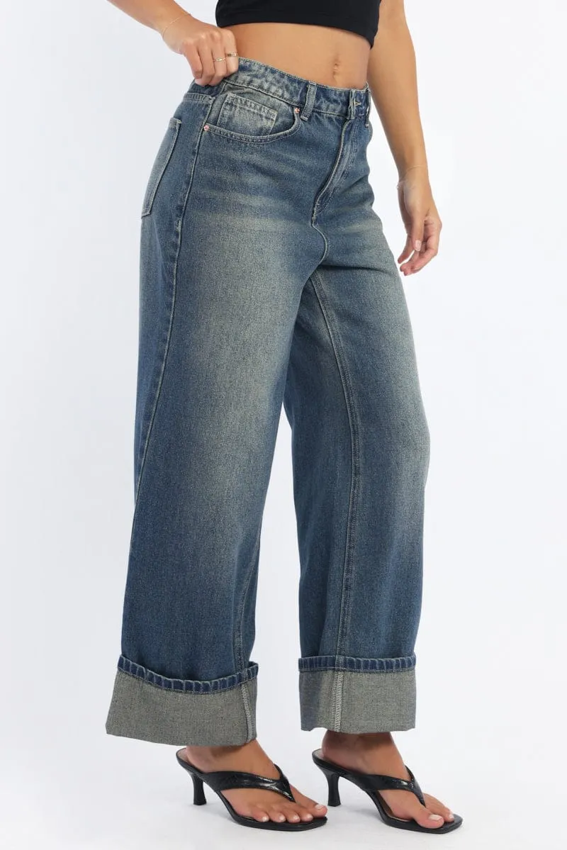 Denim Straight Jeans Fold Up sold by Ally Fashion product image thumbnail 4