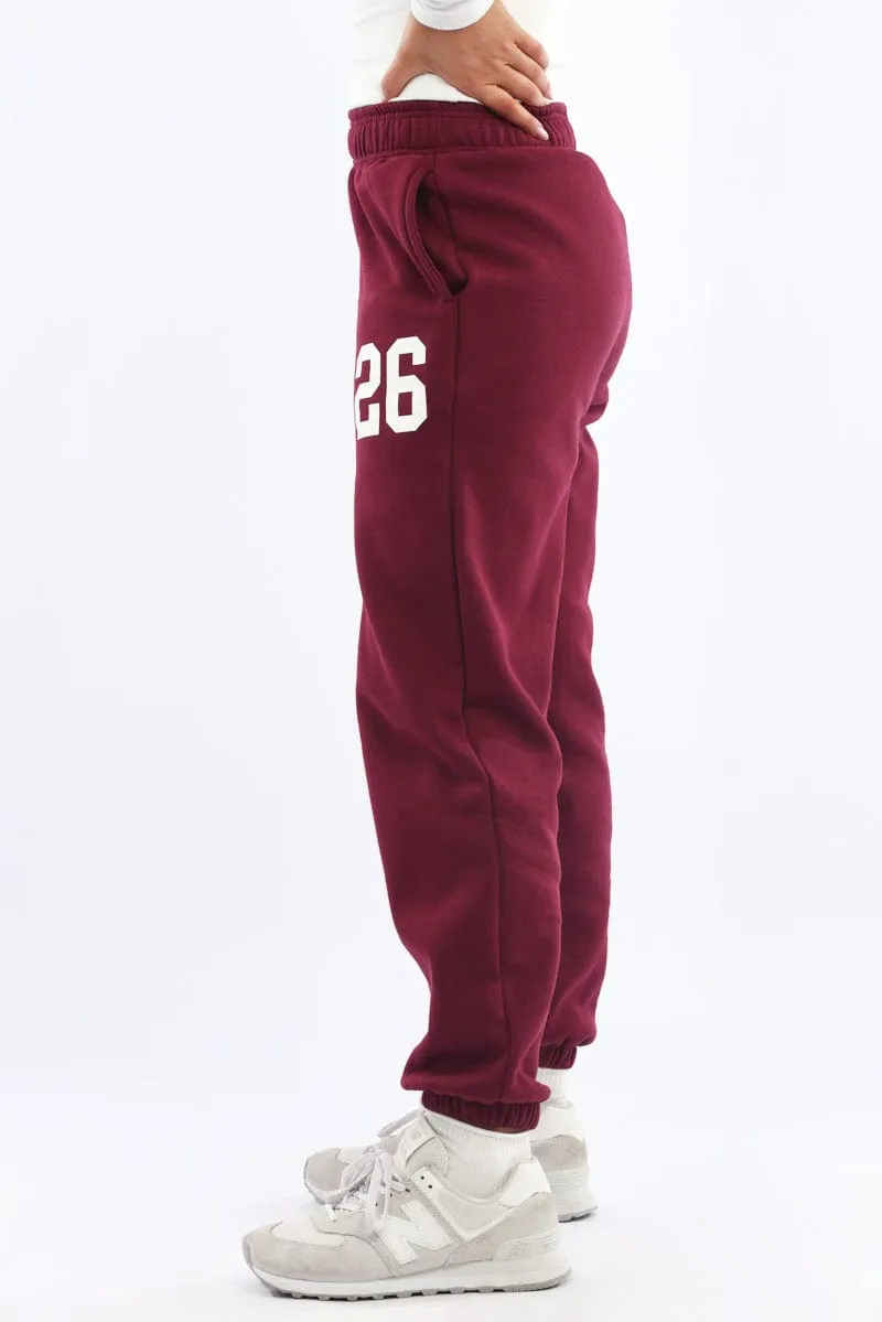Red Track Pants Jogger sold by Ally Fashion product image thumbnail 3