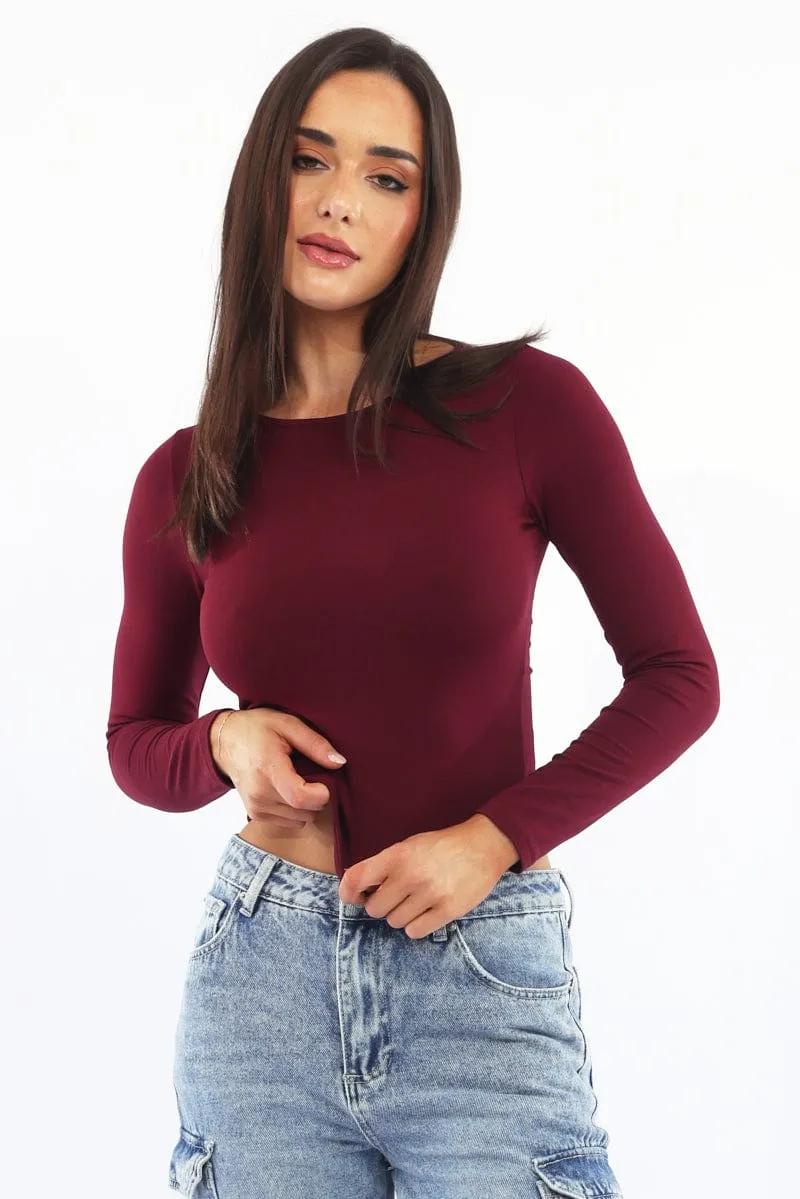 Red Supersoft Fleece Top Long Sleeve sold by Ally Fashion