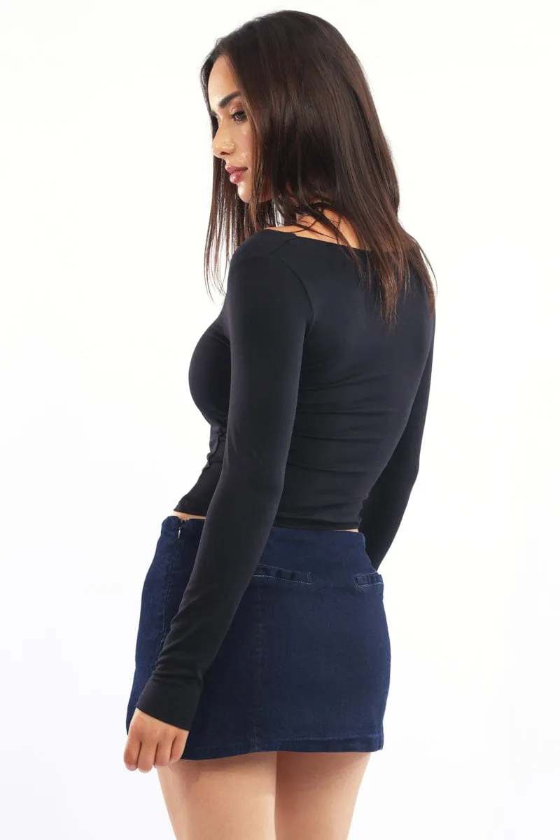 Black Supersoft Top Square Neck Long Sleeve sold by Ally Fashion product image thumbnail 4