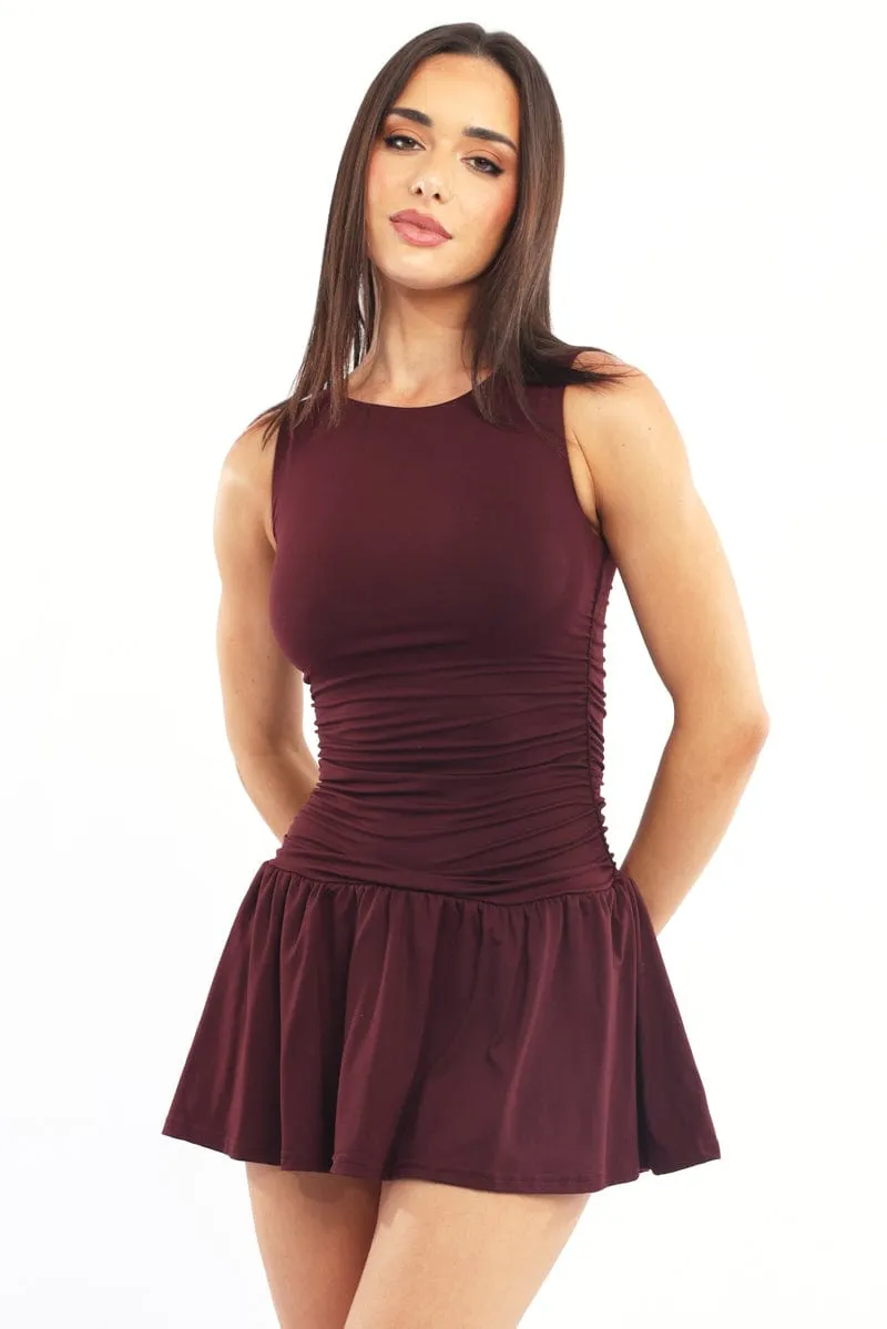 Red Mini Dress Drop Waist sold by Ally Fashion