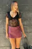Red Mini Faux Leather Skort sold by Ally Fashion
