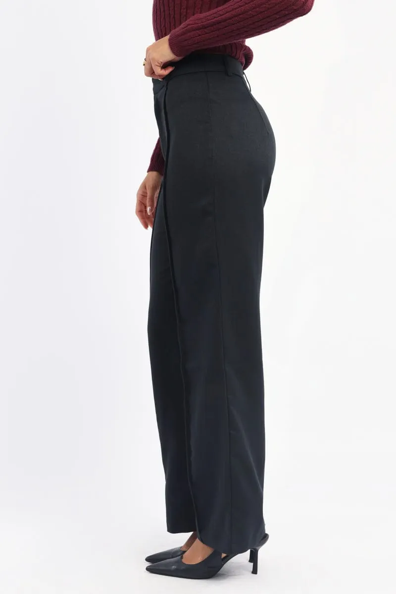 Black Smart Pants High Rise sold by Ally Fashion product image thumbnail 3