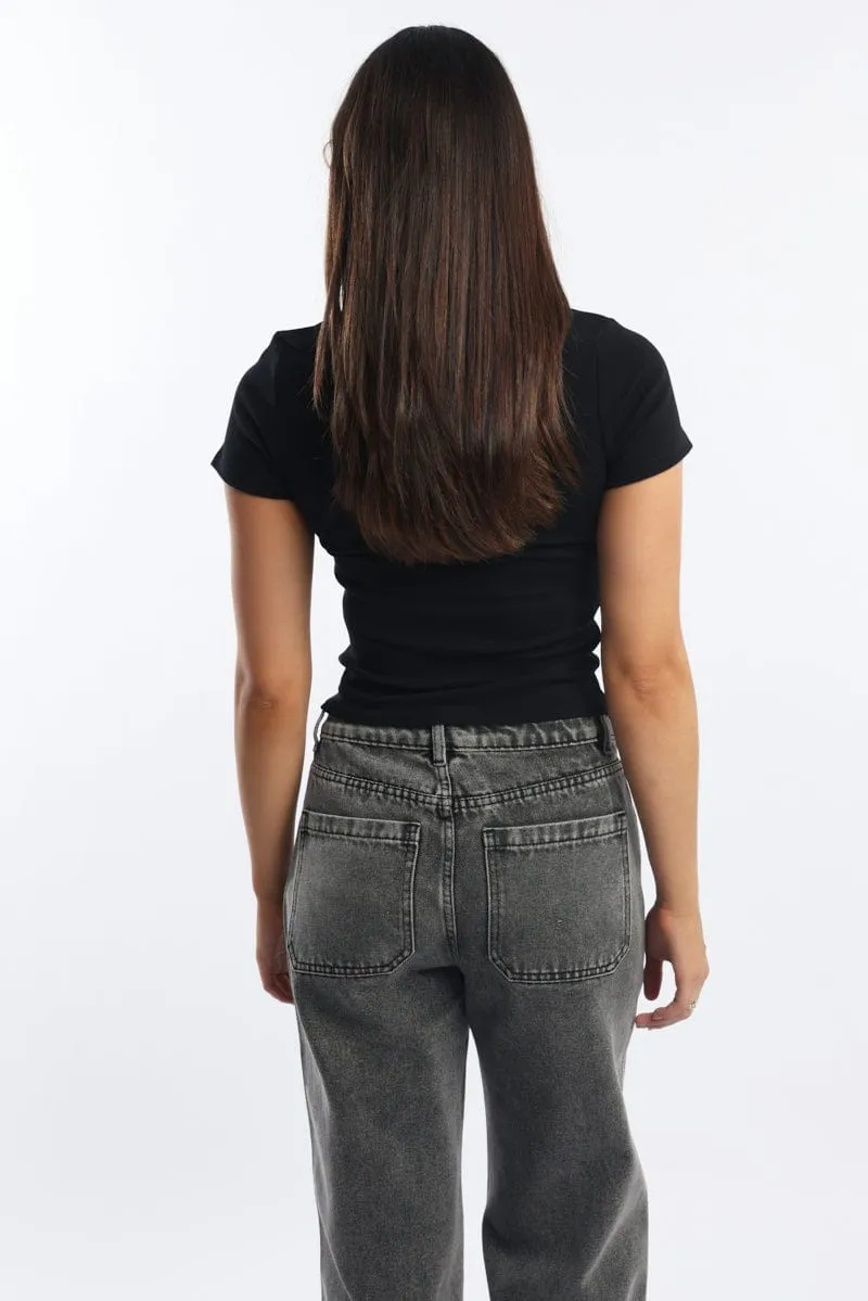 Black Graphic Tee Short Sleeve sold by Ally Fashion product image thumbnail 5