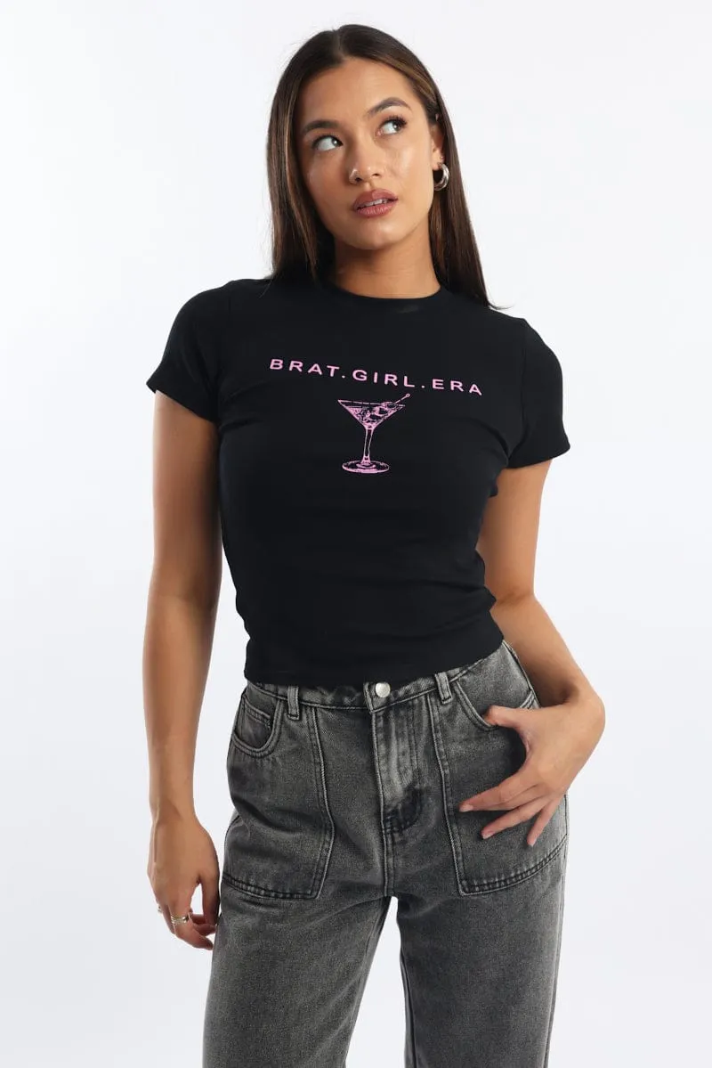 Black Graphic Tee Short Sleeve sold by Ally Fashion product image thumbnail 2