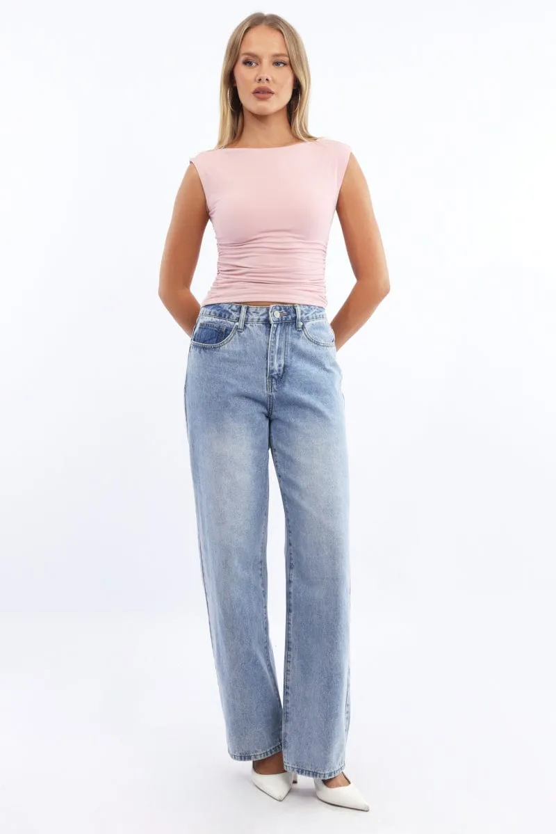 Pink Supersoft Top Side Ruched Sleeveless sold by Ally Fashion product image thumbnail 2