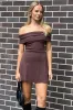 Brown Off Shoulder Mini Dress sold by Ally Fashion