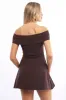 Brown Off Shoulder Mini Dress sold by Ally Fashion