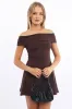 Brown Off Shoulder Mini Dress sold by Ally Fashion