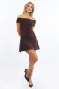 Brown Off Shoulder Mini Dress sold by Ally Fashion