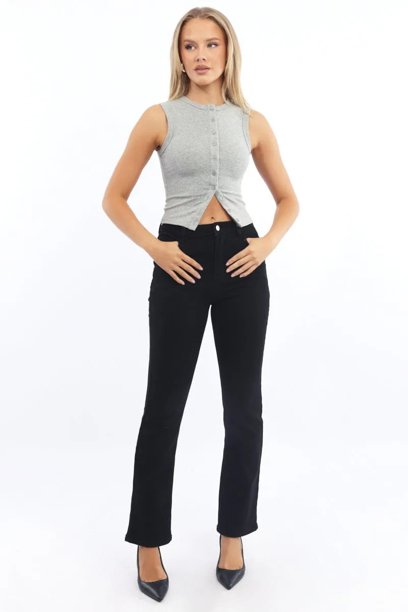 Grey Button Front Top Sleeveless sold by Ally Fashion product image thumbnail 2