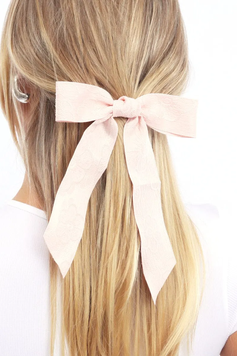 Pink Textured Hair Bow sold by Ally Fashion product image thumbnail 2