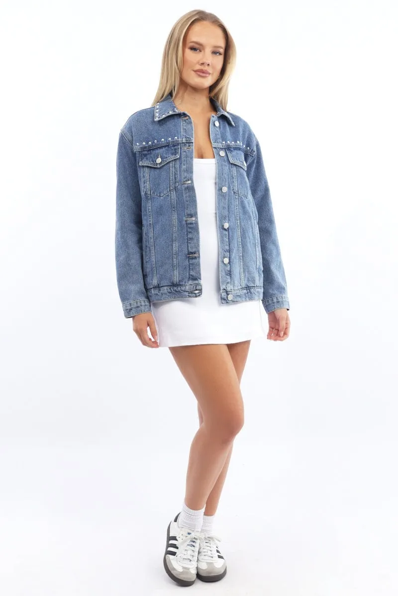 Denim Oversized Jacket With Studs sold by Ally Fashion product image thumbnail 2