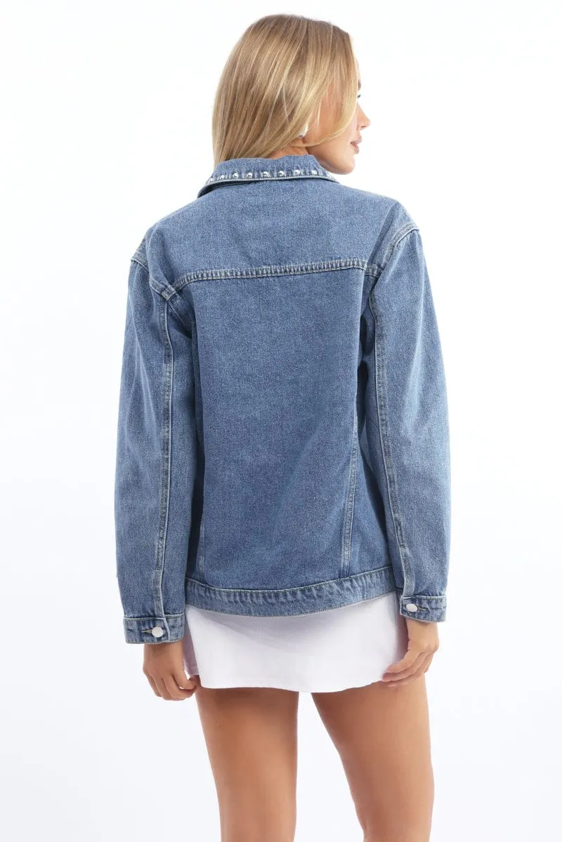 Denim Oversized Jacket With Studs sold by Ally Fashion product image thumbnail 4