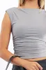 Grey Supersoft Top Side Ruched Sleeveless sold by Ally Fashion