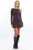 Brown Mini Dress Long Sleeve sold by Ally Fashion