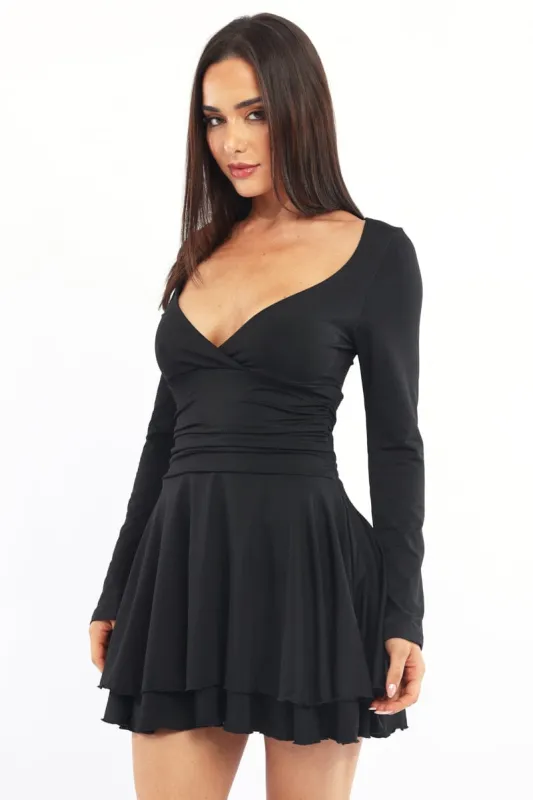 Black Fit And Flare Dress Bell Sleeve sold by Ally Fashion