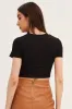 Black Crop Top Short Sleeve Rib sold by Ally Fashion