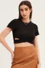 Black Crop Top Short Sleeve Rib sold by Ally Fashion