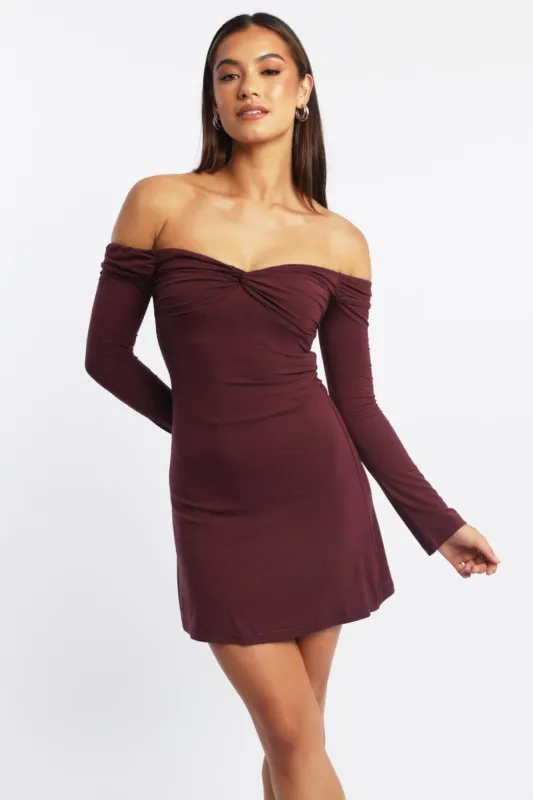 Red Off Shoulder Mini Dress sold by Ally Fashion