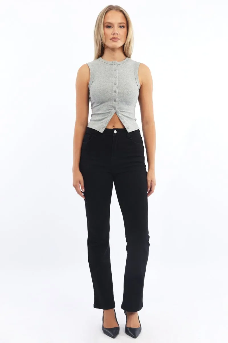 Black Straight Denim Jeans sold by Ally Fashion