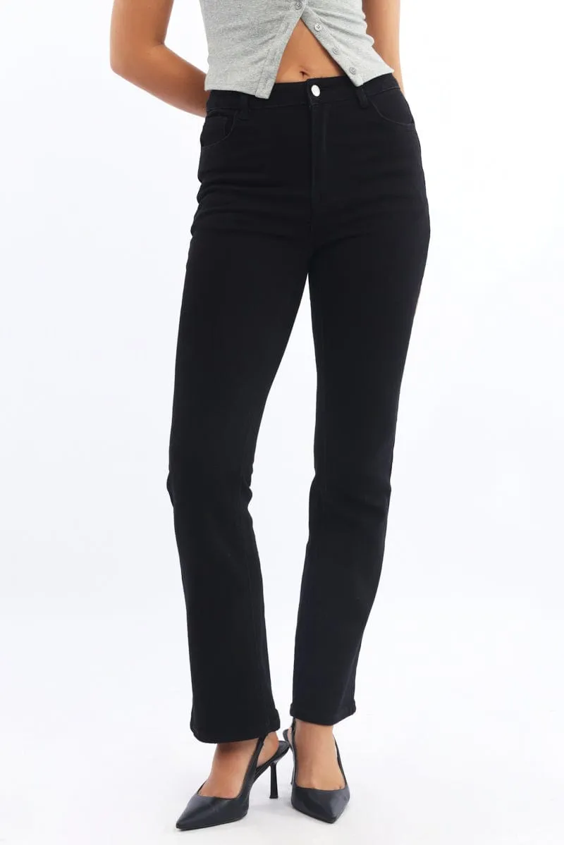 Black Straight Denim Jeans sold by Ally Fashion product image thumbnail 2