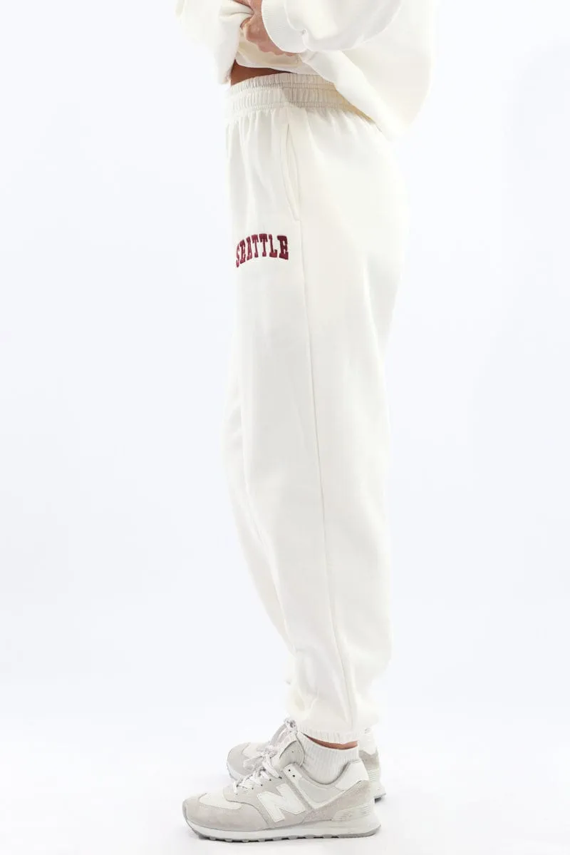 White Track Pants Jogger sold by Ally Fashion product image thumbnail 3