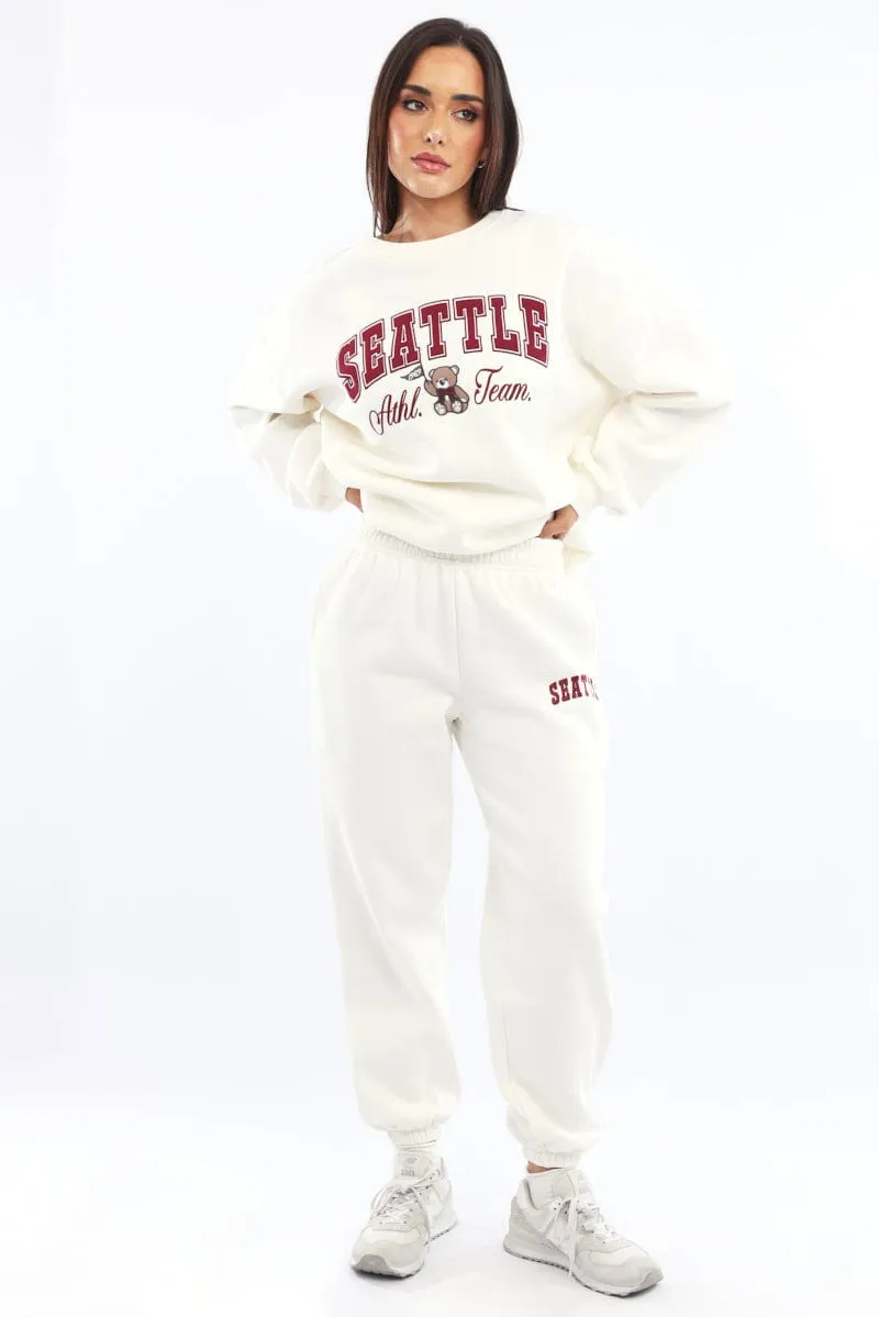 White Track Pants Jogger sold by Ally Fashion